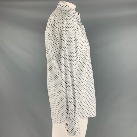 LAB PAL ZILERI Size L White Blue Dots Cotton Long Sleeve Shirt - Picture 3 of 8